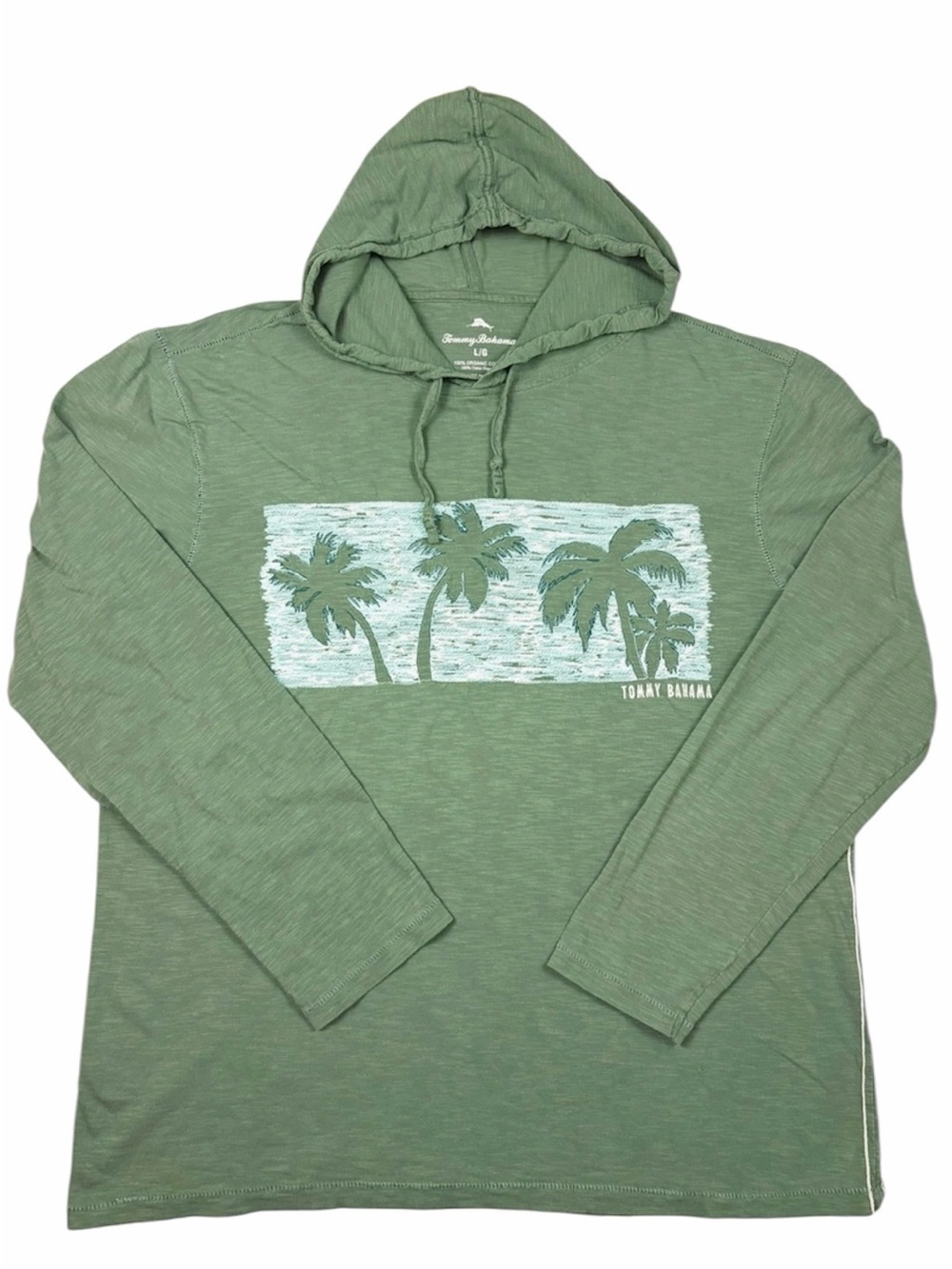 Tommy Bahama Palm Tree Reflections Lux Hoodie Green Long Sleeve Top L